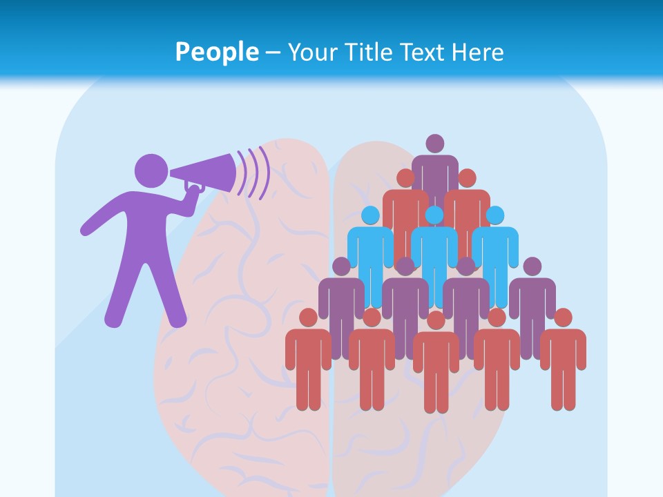 Two Brain Halves With A Long Shadow On A Blue Background PowerPoint Template