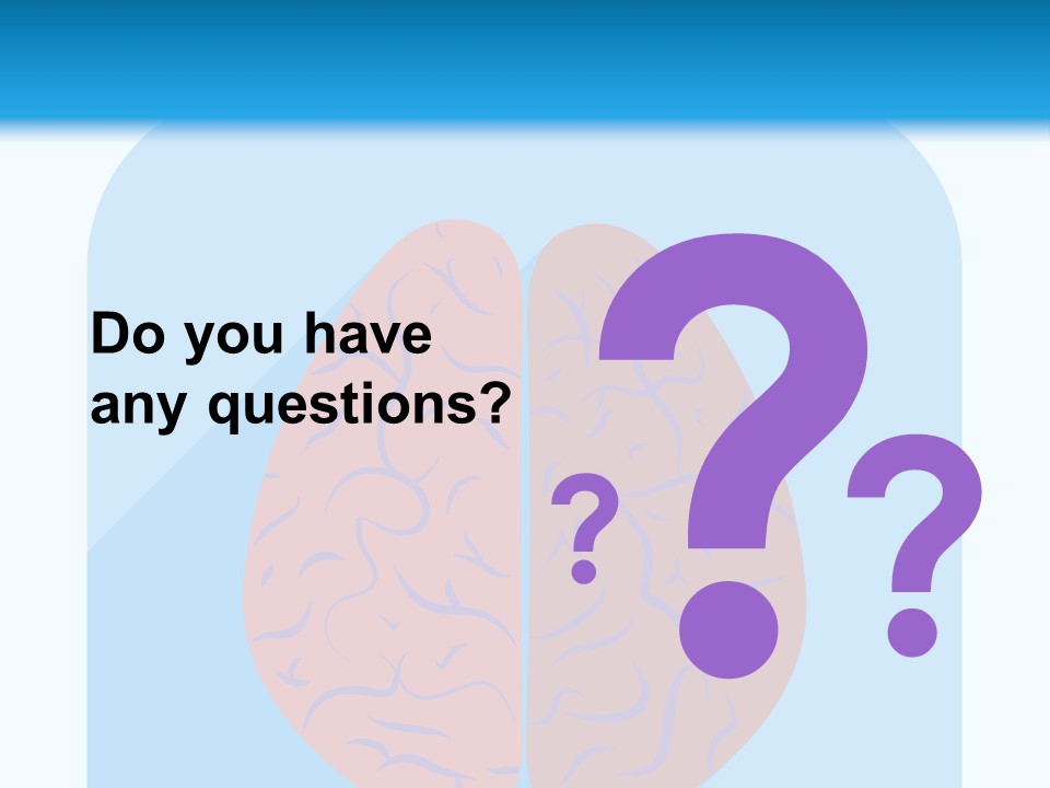 Two Brain Halves With A Long Shadow On A Blue Background PowerPoint Template