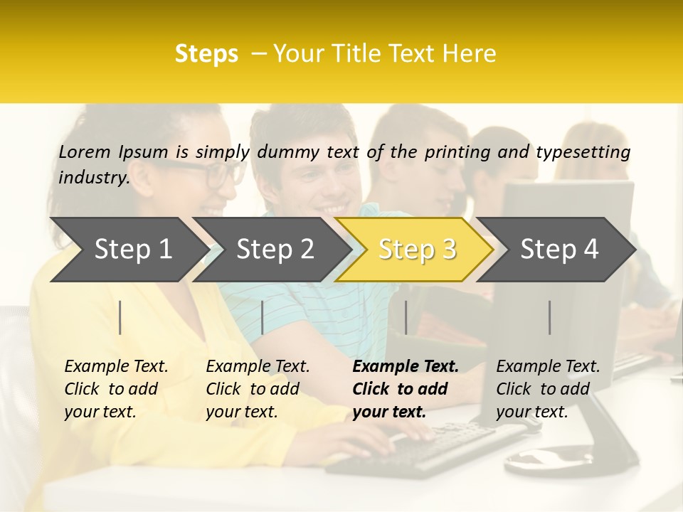 A Group Of People Sitting Around A Computer PowerPoint Template