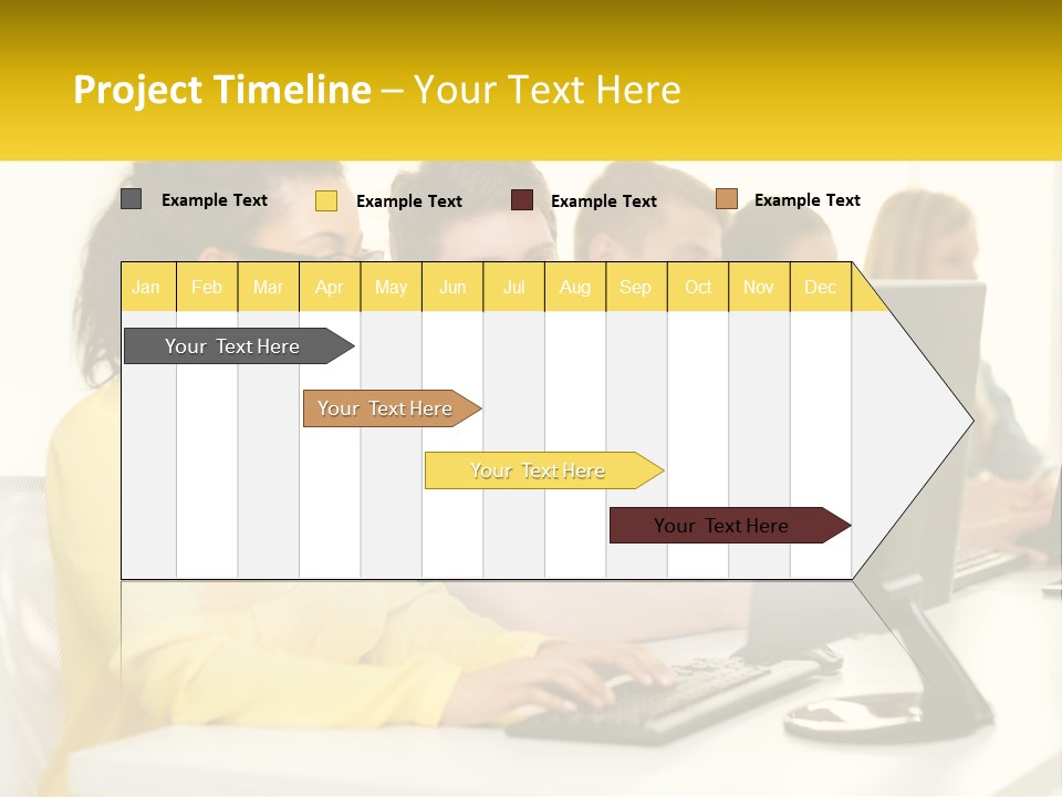 A Group Of People Sitting Around A Computer PowerPoint Template
