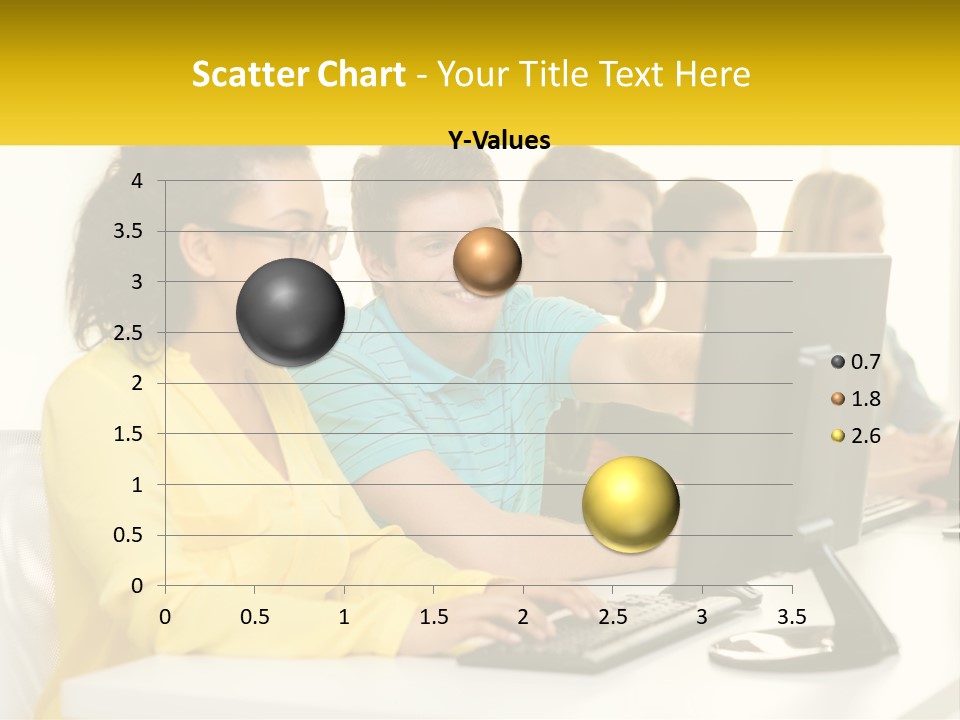 A Group Of People Sitting Around A Computer PowerPoint Template