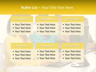 A Group Of People Sitting Around A Computer PowerPoint Template