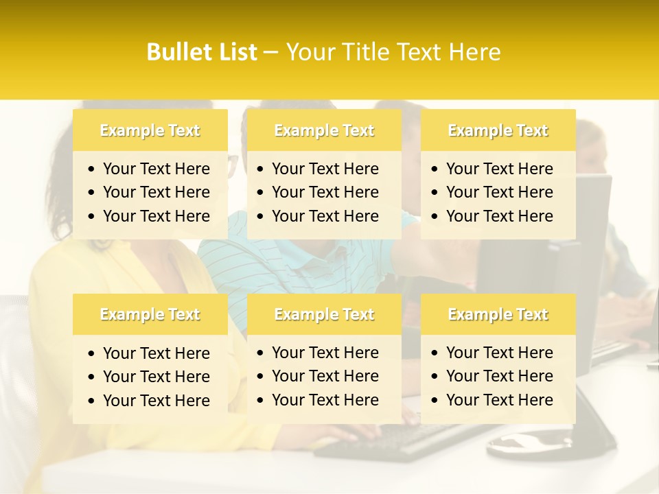 A Group Of People Sitting Around A Computer PowerPoint Template
