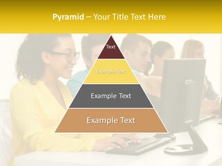 A Group Of People Sitting Around A Computer PowerPoint Template