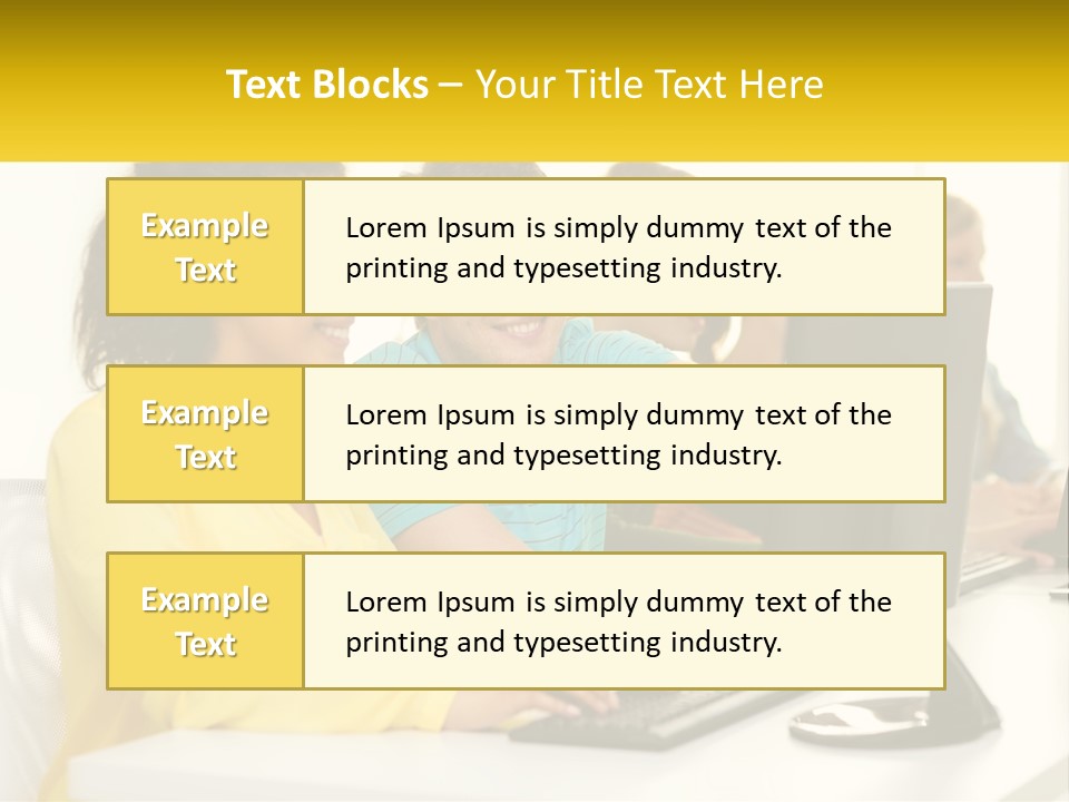 A Group Of People Sitting Around A Computer PowerPoint Template