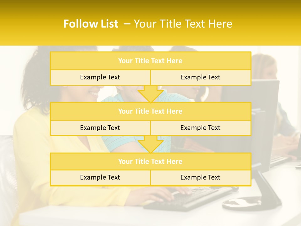 A Group Of People Sitting Around A Computer PowerPoint Template