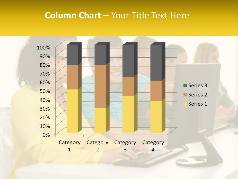 A Group Of People Sitting Around A Computer PowerPoint Template