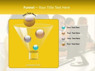 A Group Of People Sitting Around A Computer PowerPoint Template