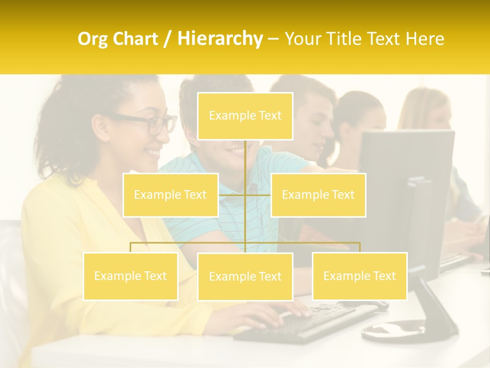 A Group Of People Sitting Around A Computer PowerPoint Template