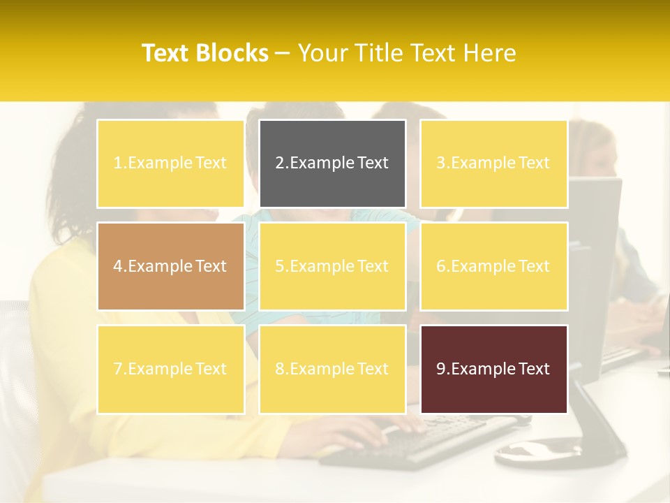 A Group Of People Sitting Around A Computer PowerPoint Template