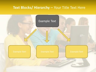 A Group Of People Sitting Around A Computer PowerPoint Template