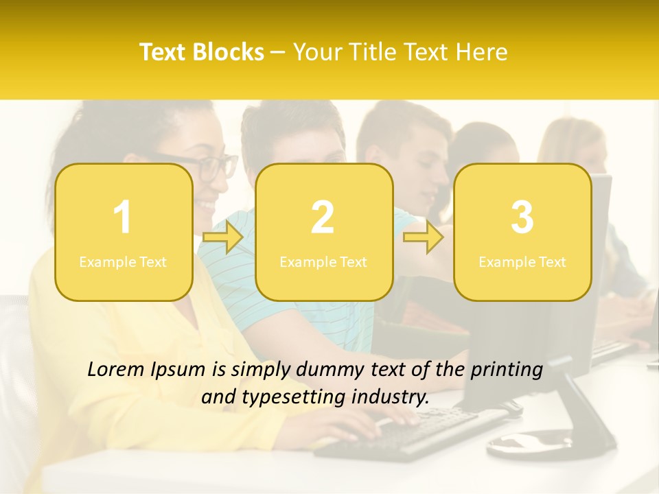 A Group Of People Sitting Around A Computer PowerPoint Template