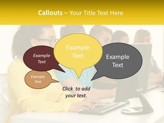 A Group Of People Sitting Around A Computer PowerPoint Template