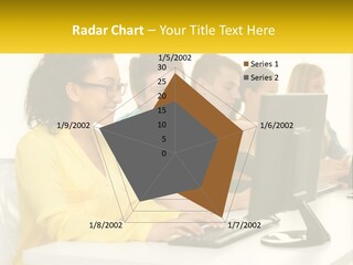 A Group Of People Sitting Around A Computer PowerPoint Template