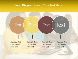 A Group Of People Sitting Around A Computer PowerPoint Template