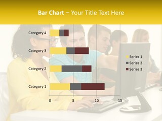 A Group Of People Sitting Around A Computer PowerPoint Template