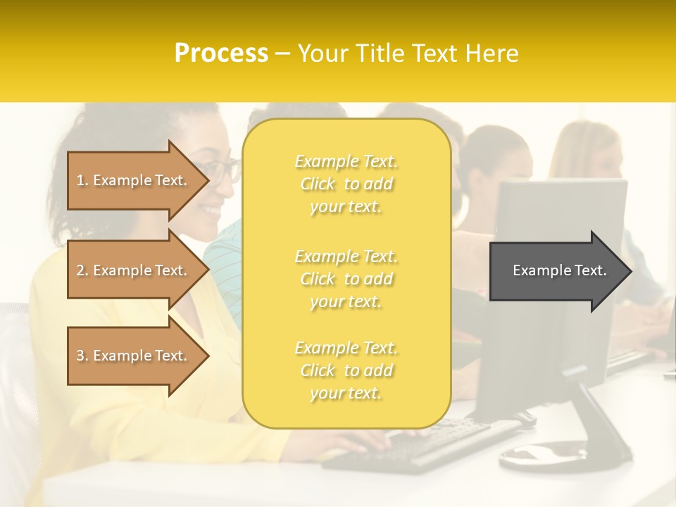 A Group Of People Sitting Around A Computer PowerPoint Template