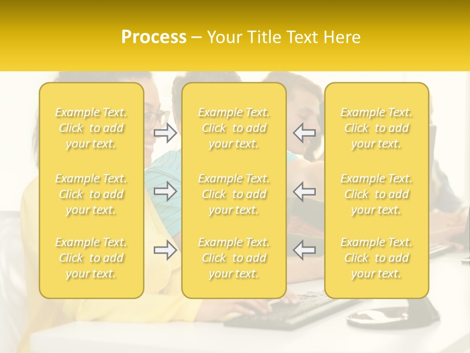 A Group Of People Sitting Around A Computer PowerPoint Template