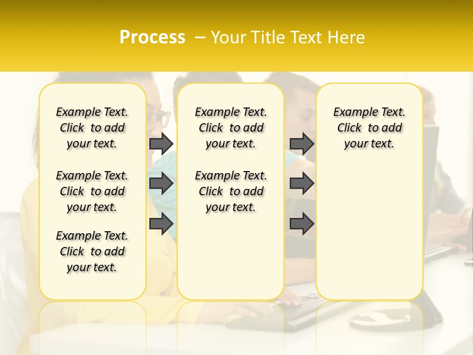 A Group Of People Sitting Around A Computer PowerPoint Template