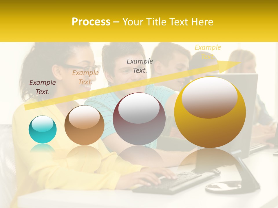 A Group Of People Sitting Around A Computer PowerPoint Template