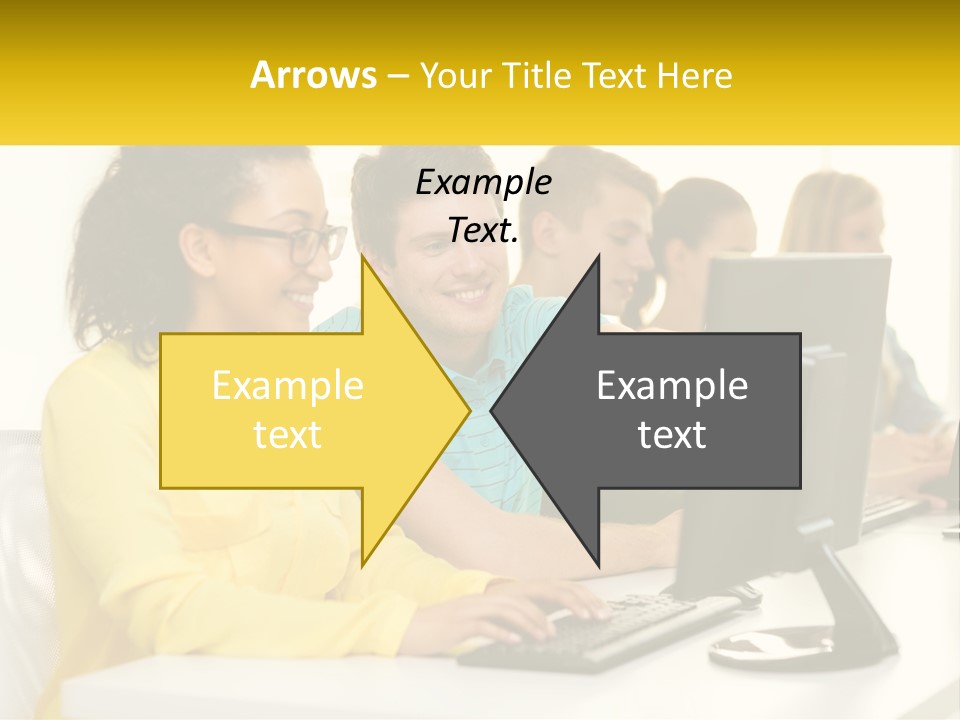 A Group Of People Sitting Around A Computer PowerPoint Template