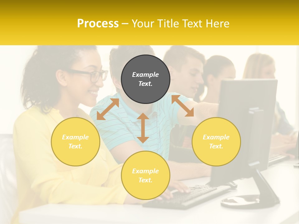 A Group Of People Sitting Around A Computer PowerPoint Template