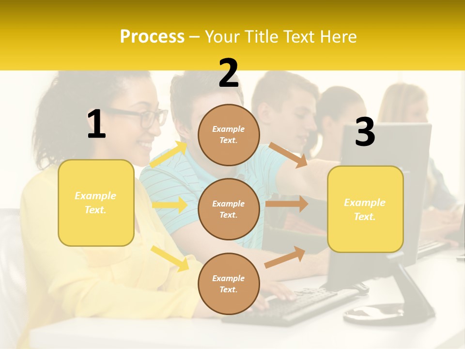 A Group Of People Sitting Around A Computer PowerPoint Template