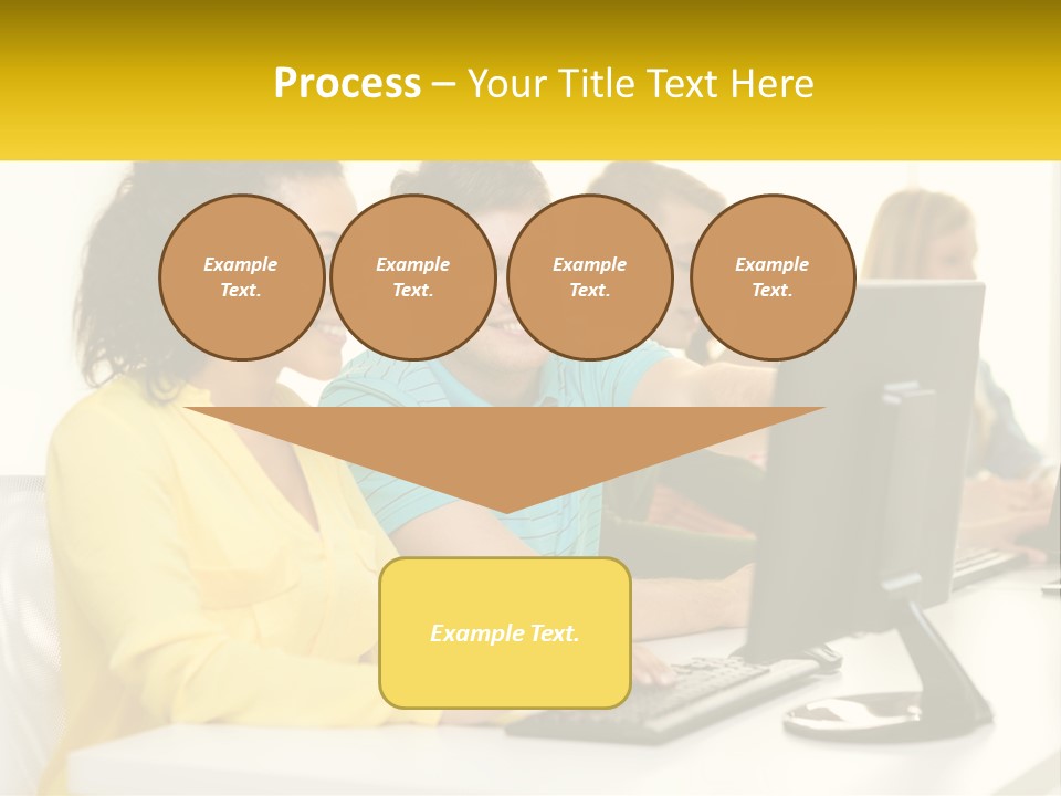 A Group Of People Sitting Around A Computer PowerPoint Template