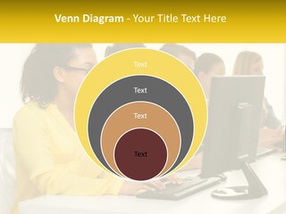 A Group Of People Sitting Around A Computer PowerPoint Template