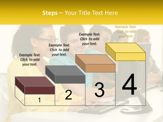 A Group Of People Sitting Around A Computer PowerPoint Template