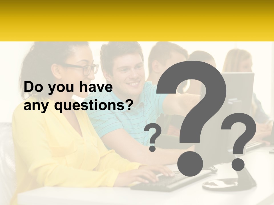 A Group Of People Sitting Around A Computer PowerPoint Template