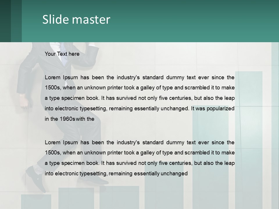 A Man In A Suit Jumping Up Into The Air PowerPoint Template