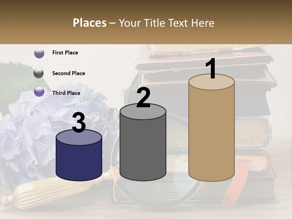 A Magnifying Glass Sitting On Top Of A Pile Of Books PowerPoint Template