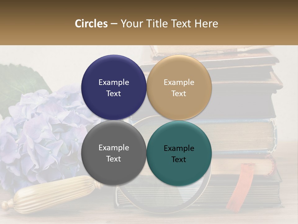 A Magnifying Glass Sitting On Top Of A Pile Of Books PowerPoint Template