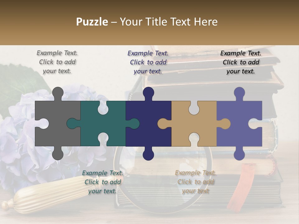 A Magnifying Glass Sitting On Top Of A Pile Of Books PowerPoint Template