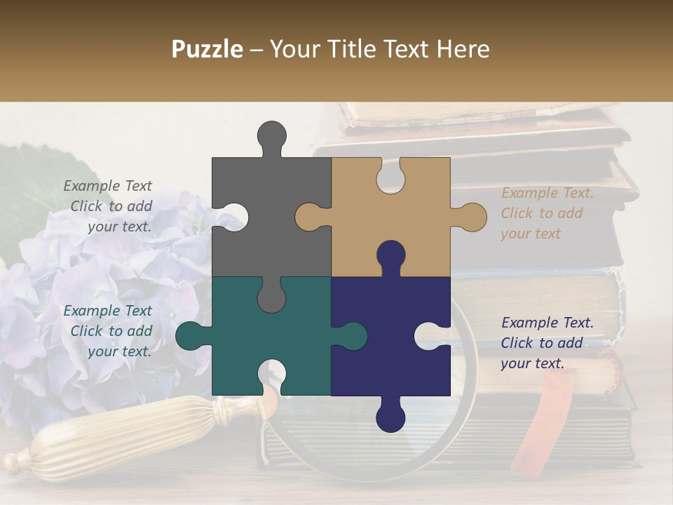 A Magnifying Glass Sitting On Top Of A Pile Of Books PowerPoint Template