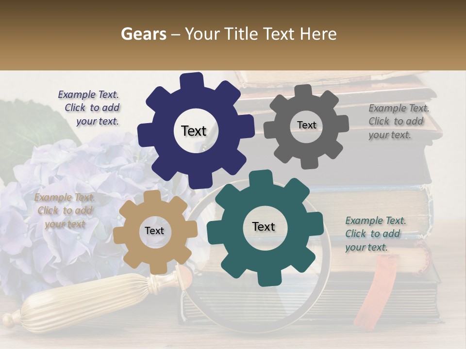 A Magnifying Glass Sitting On Top Of A Pile Of Books PowerPoint Template