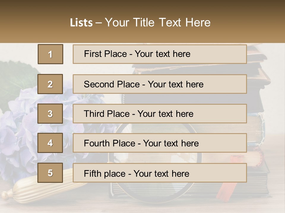 A Magnifying Glass Sitting On Top Of A Pile Of Books PowerPoint Template