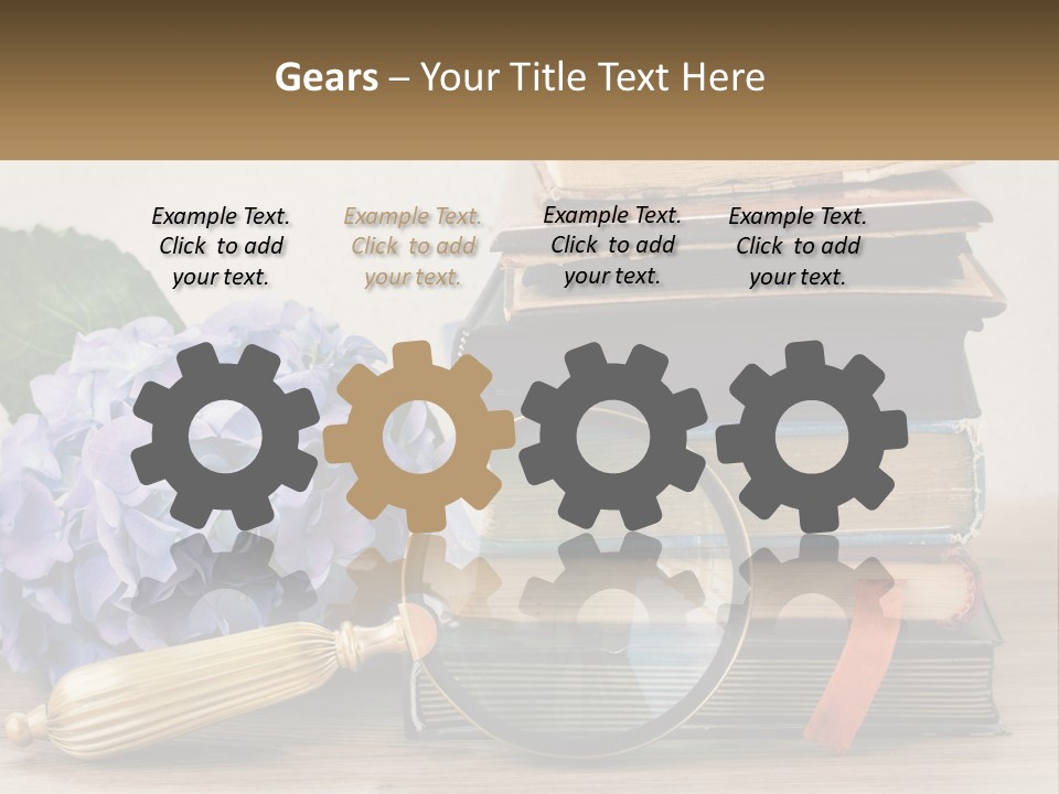 A Magnifying Glass Sitting On Top Of A Pile Of Books PowerPoint Template