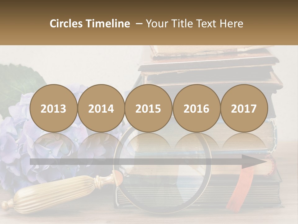 A Magnifying Glass Sitting On Top Of A Pile Of Books PowerPoint Template