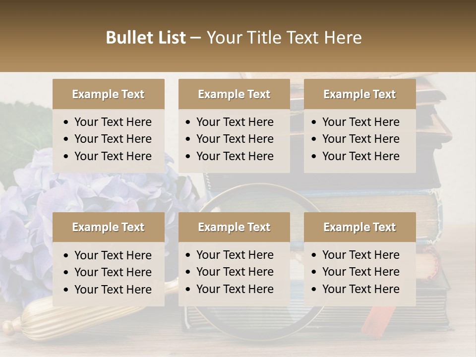A Magnifying Glass Sitting On Top Of A Pile Of Books PowerPoint Template