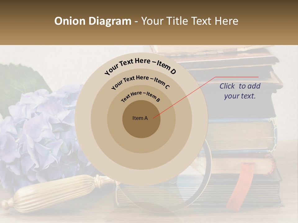 A Magnifying Glass Sitting On Top Of A Pile Of Books PowerPoint Template