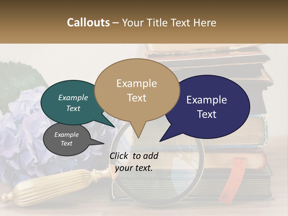 A Magnifying Glass Sitting On Top Of A Pile Of Books PowerPoint Template