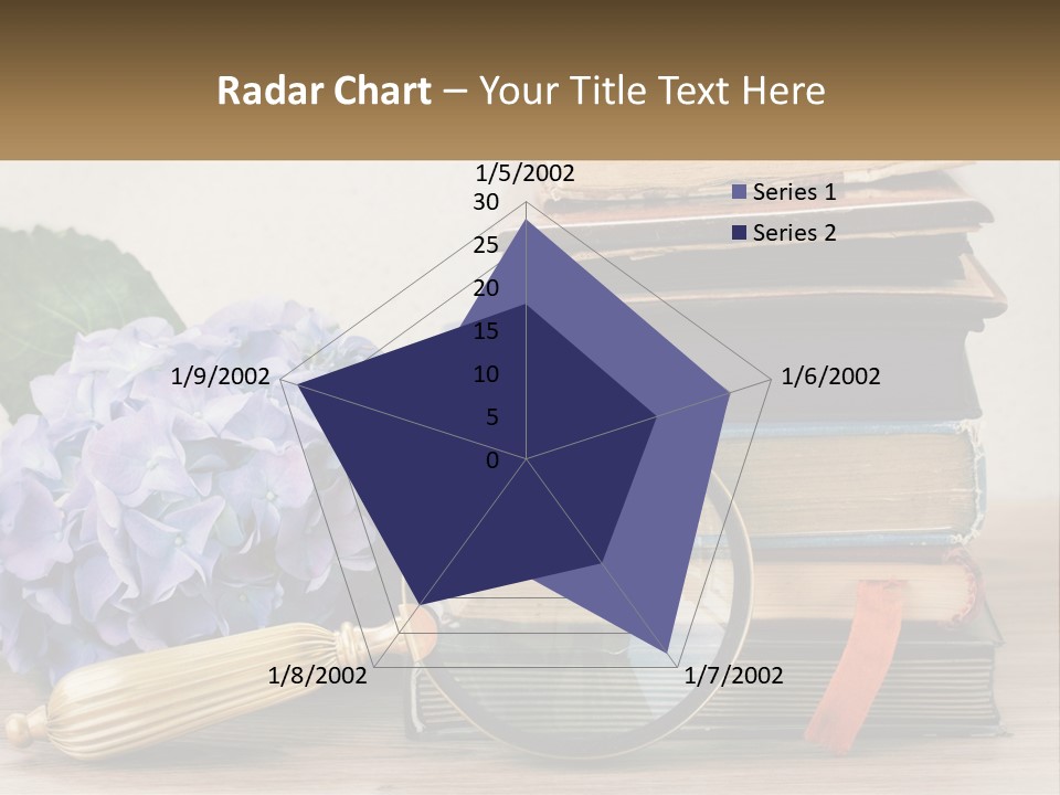 A Magnifying Glass Sitting On Top Of A Pile Of Books PowerPoint Template