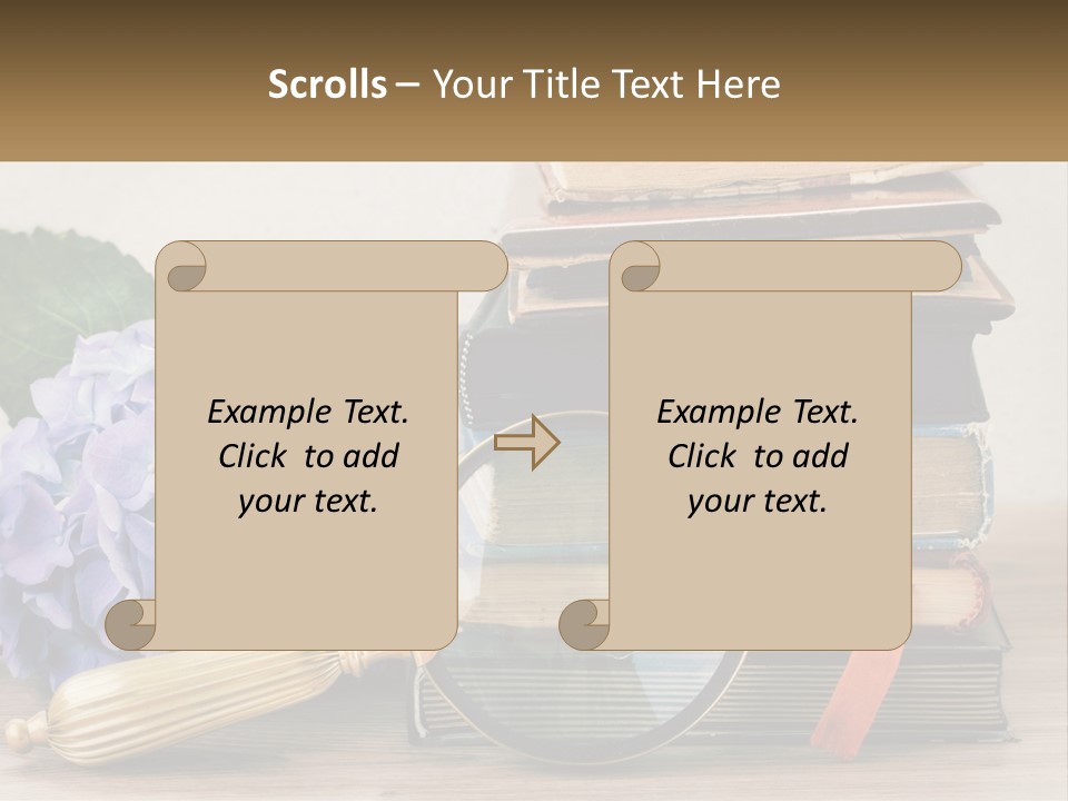 A Magnifying Glass Sitting On Top Of A Pile Of Books PowerPoint Template