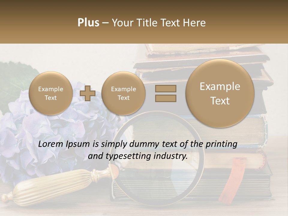 A Magnifying Glass Sitting On Top Of A Pile Of Books PowerPoint Template