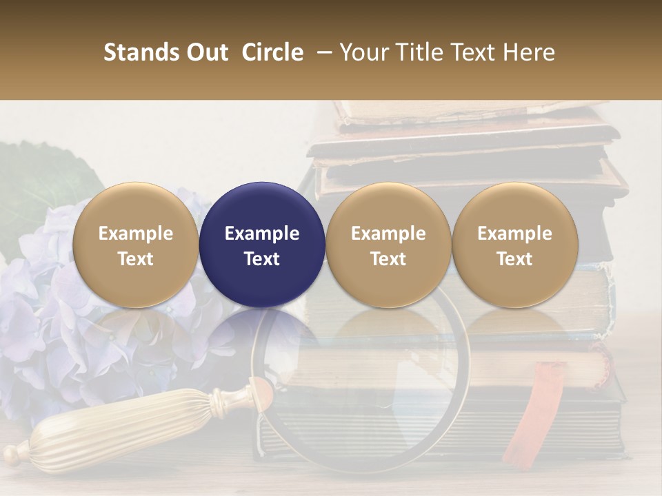 A Magnifying Glass Sitting On Top Of A Pile Of Books PowerPoint Template