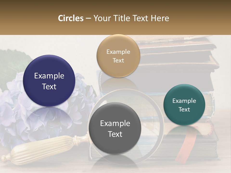 A Magnifying Glass Sitting On Top Of A Pile Of Books PowerPoint Template