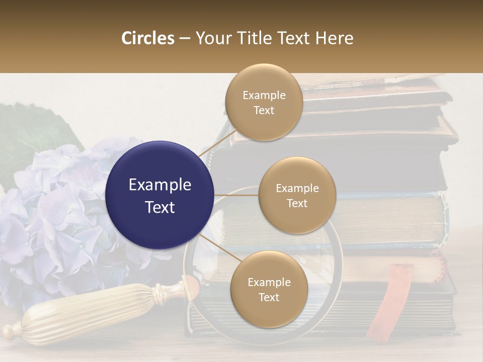 A Magnifying Glass Sitting On Top Of A Pile Of Books PowerPoint Template