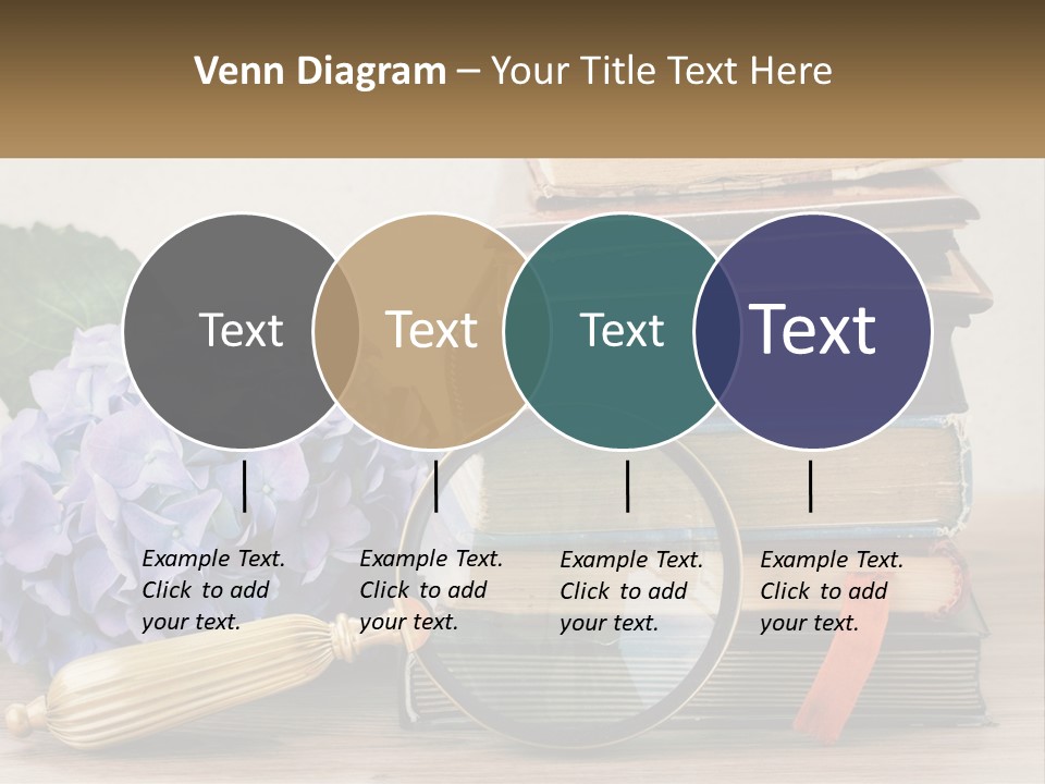 A Magnifying Glass Sitting On Top Of A Pile Of Books PowerPoint Template